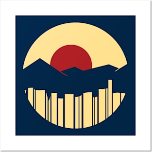 Sunset Mountain City Posters and Art